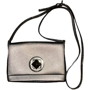 Kate Spade GUC Silver Saffiano Leather Newbury Lane Sally Crossbody Bag